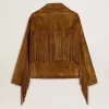 Chaqueta de ante color tabaco para mujer con flecos Chaqueta de ante color tabaco para mujer con flecos