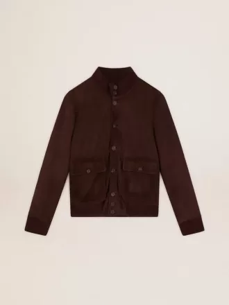 Chaqueta de aviador Golden Collection en ante marrón oscuro