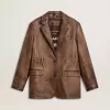 Chaqueta de cuero marrón para mujer Chaqueta de cuero marrón para mujer