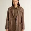 Chaqueta de cuero marrón para mujer Chaqueta de cuero marrón para mujer