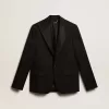 Chaqueta de esmoquin para hombre en gabardina de lana negra Chaqueta de esmoquin para hombre en gabardina de lana negra