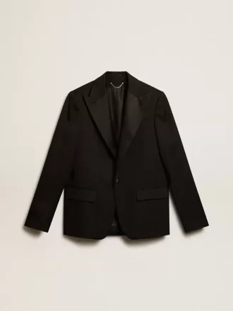 Chaqueta de esmoquin para hombre en gabardina de lana negra