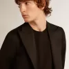 Chaqueta de esmoquin para hombre en gabardina de lana negra Chaqueta de esmoquin para hombre en gabardina de lana negra