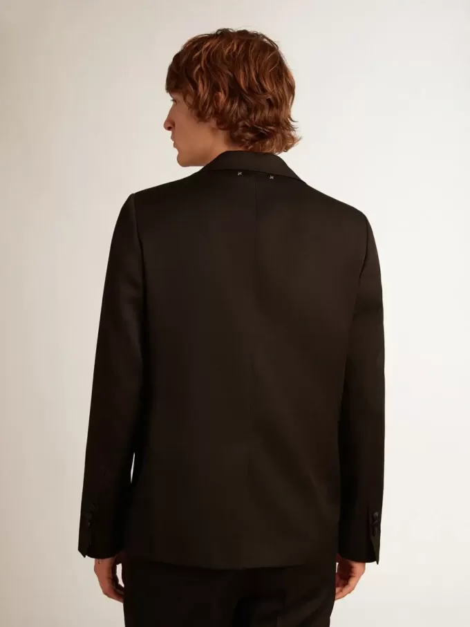 Chaqueta de esmoquin para hombre en gabardina de lana negra Chaqueta de esmoquin para hombre en gabardina de lana negra
