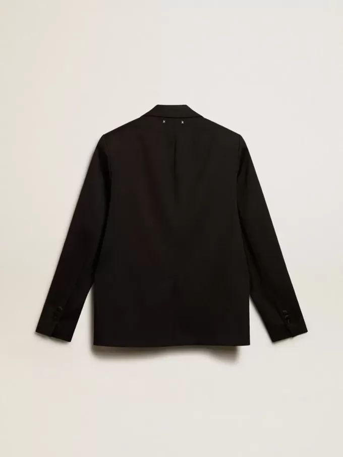 Chaqueta de esmoquin para hombre en gabardina de lana negra Chaqueta de esmoquin para hombre en gabardina de lana negra