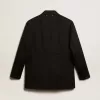 Chaqueta de esmoquin para mujer en gabardina de lana negra. Chaqueta de esmoquin para mujer en gabardina de lana negra.