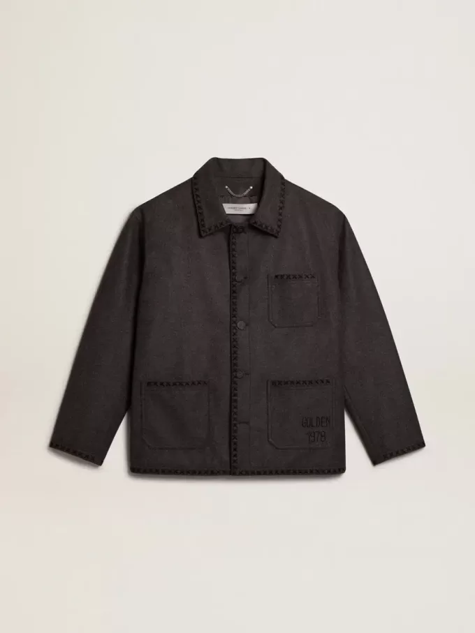 Chaqueta de lana gris jaspeado con cierre de botones Chaqueta de lana gris jaspeado con cierre de botones