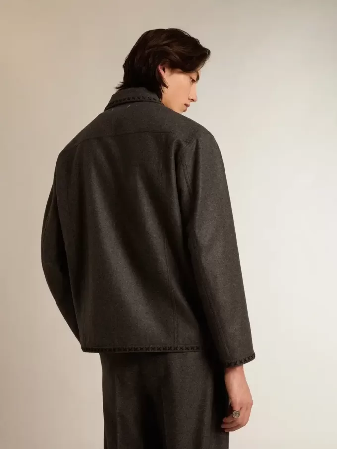 Chaqueta de lana gris jaspeado con cierre de botones Chaqueta de lana gris jaspeado con cierre de botones