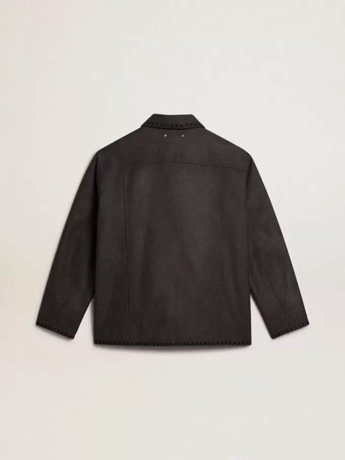 Chaqueta de lana gris jaspeado con cierre de botones Chaqueta de lana gris jaspeado con cierre de botones