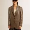 Chaqueta de mujer con estampado de pata de gallo y bordado de lentejuelas en toda la prenda Chaqueta de mujer con estampado de pata de gallo y bordado de lentejuelas en toda la prenda