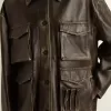 Chaqueta de mujer de piel napa marrón envejecida Chaqueta de mujer de piel napa marrón envejecida