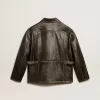 Chaqueta de mujer de piel napa marrón envejecida Chaqueta de mujer de piel napa marrón envejecida