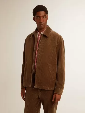 Chaqueta de pana verde oliva para hombre