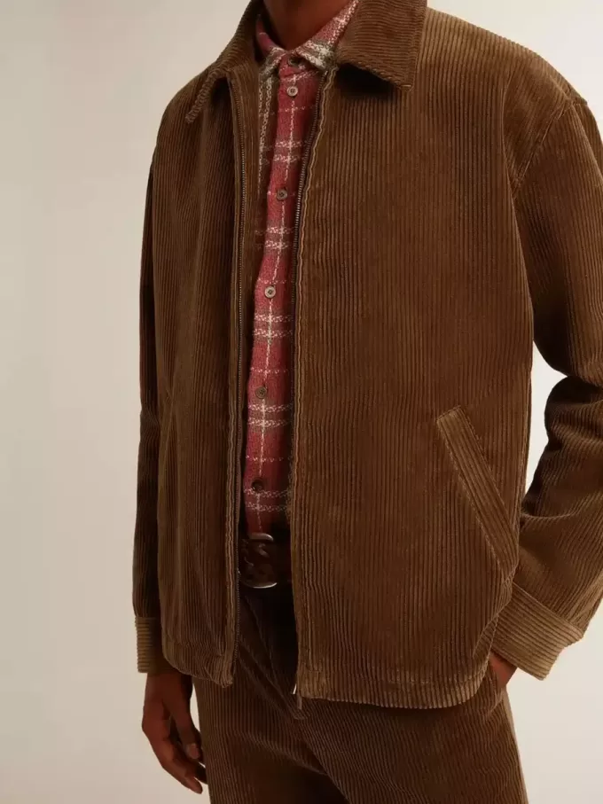 Chaqueta de pana verde oliva para hombre Chaqueta de pana verde oliva para hombre