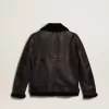 Chaqueta de piel de oveja negra Chaqueta de piel de oveja negra