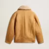 Chaqueta de piel de oveja para mujer con cuello chal ancho de piel de oveja Chaqueta de piel de oveja para mujer con cuello chal ancho de piel de oveja