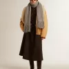 Chaqueta de piel de oveja para mujer con cuello chal ancho de piel de oveja Chaqueta de piel de oveja para mujer con cuello chal ancho de piel de oveja