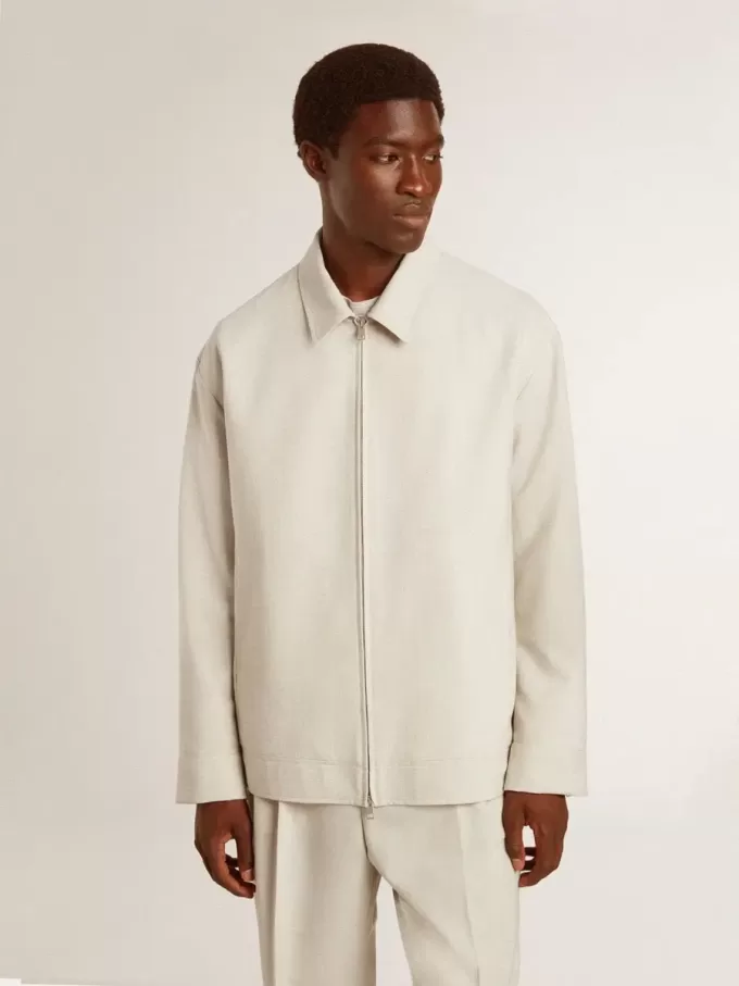 Chaqueta deportiva de lana mezclada color caqui para hombre Chaqueta deportiva de lana mezclada color caqui para hombre