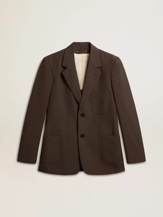 Chaqueta entallada para hombre en lana virgen gris antracita Chaqueta entallada para hombre en lana virgen gris antracita