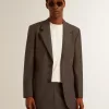 Chaqueta entallada para hombre en lana virgen gris antracita Chaqueta entallada para hombre en lana virgen gris antracita