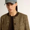 Chaqueta Journey para mujer en tweed de lana con detalles de ante color café