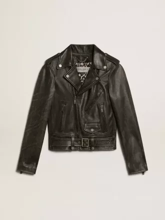 Chaqueta motera de cuero para mujer