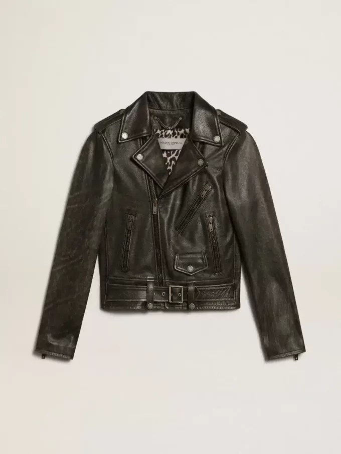 Chaqueta motera de cuero para mujer Chaqueta motera de cuero para mujer
