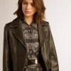 Chaqueta motera de cuero para mujer Chaqueta motera de cuero para mujer