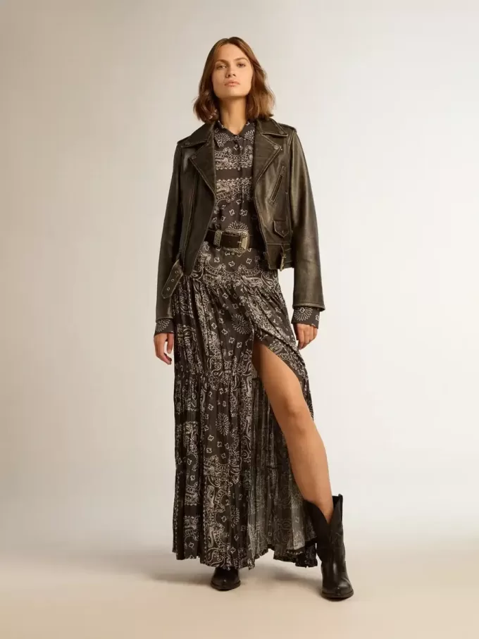 Chaqueta motera de cuero para mujer Chaqueta motera de cuero para mujer