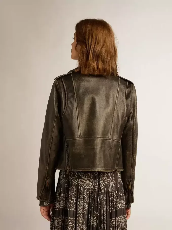 Chaqueta motera de cuero para mujer Chaqueta motera de cuero para mujer