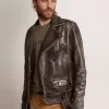 Chaqueta motera para hombre en piel desgastada Chaqueta motera para hombre en piel desgastada