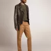 Chaqueta motera para hombre en piel desgastada Chaqueta motera para hombre en piel desgastada
