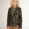 Chaqueta motera para niño en piel desgastada