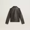 Chaqueta motera para niño en piel desgastada Chaqueta motera para niño en piel desgastada