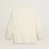 Chaqueta oversize de botonadura sencilla en color blanco con efecto seda y bordados Chaqueta oversize de botonadura sencilla en color blanco con efecto seda y bordados