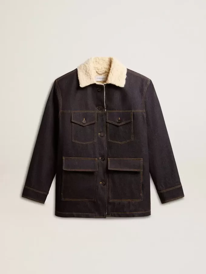 Chaqueta tipo peacoat de denim para hombre Chaqueta tipo peacoat de denim para hombre