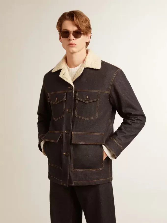Chaqueta tipo peacoat de denim para hombre Chaqueta tipo peacoat de denim para hombre