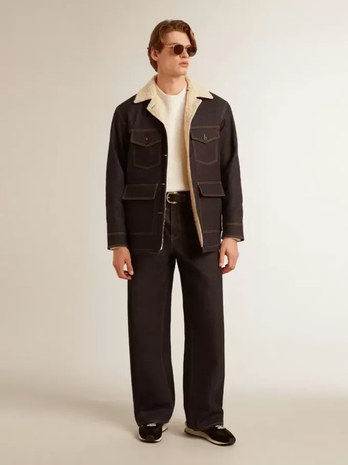 Chaqueta tipo peacoat de denim para hombre Chaqueta tipo peacoat de denim para hombre