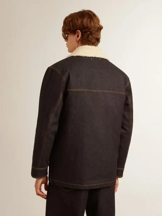 Chaqueta tipo peacoat de denim para hombre Chaqueta tipo peacoat de denim para hombre