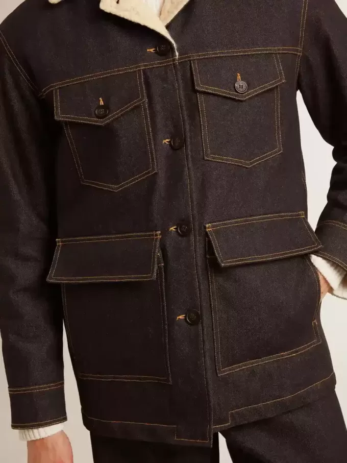 Chaqueta tipo peacoat de denim para hombre Chaqueta tipo peacoat de denim para hombre