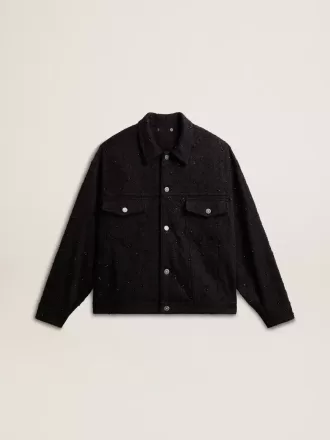 Chaqueta vaquera negra para mujer con bordados Chaqueta vaquera negra para mujer con bordados