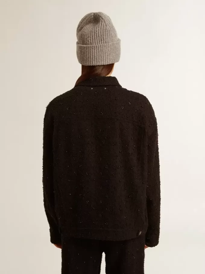 Chaqueta vaquera negra para mujer con bordados Chaqueta vaquera negra para mujer con bordados