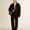 Chaqueta vaquera negra para mujer con bordados Chaqueta vaquera negra para mujer con bordados