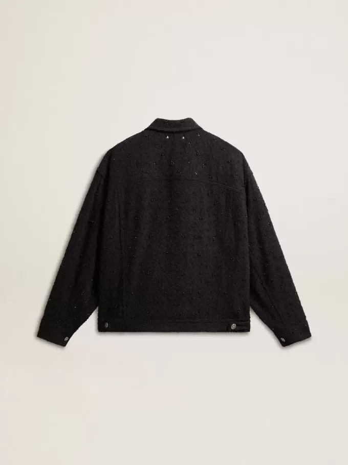 Chaqueta vaquera negra para mujer con bordados Chaqueta vaquera negra para mujer con bordados
