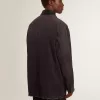 Chaqueta vaquera para hombre con detalles desgastados y cuello de cuero Chaqueta vaquera para hombre con detalles desgastados y cuello de cuero