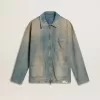 Chaqueta vaquera para hombre con efecto desgastado y cremallera