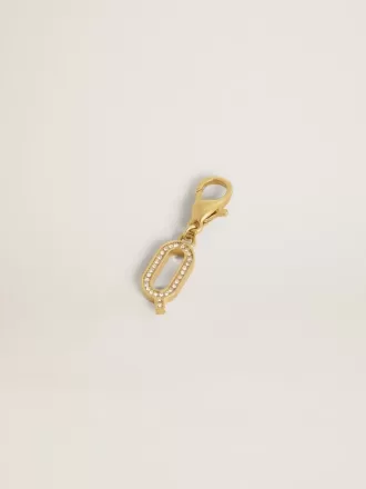 Charm con la letra Q en latón dorado con cristales