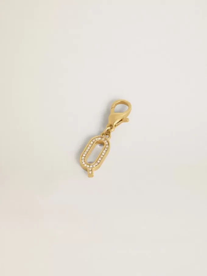 Charm con la letra Q en latón dorado con cristales Charm con la letra Q en latón dorado con cristales