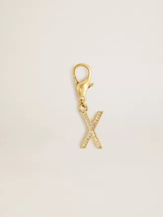 Charm con letra X en latón dorado con cristales
