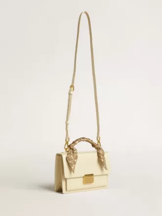 Bolso Venezia en piel acolchada color mantequilla con pañuelo de seda